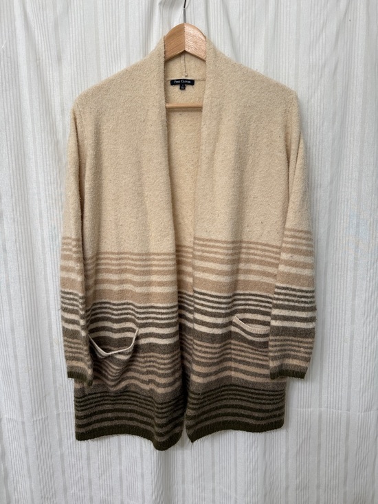 Pink Clover Sweaters - Pink Clover StitchFix Oatmeal & Brown Fuzzy Open Cardigan